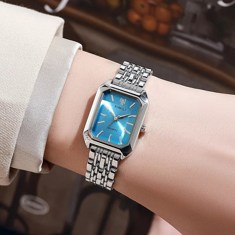 Reloj de cuarzo de lujo para mujer - Elegante diseño de acero inoxidable