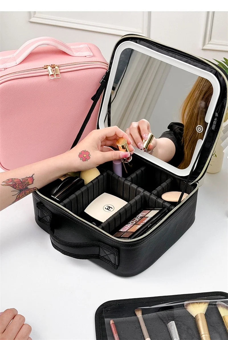 Estuche cosmético LED con espejo: el mejor compañero de belleza para viajes