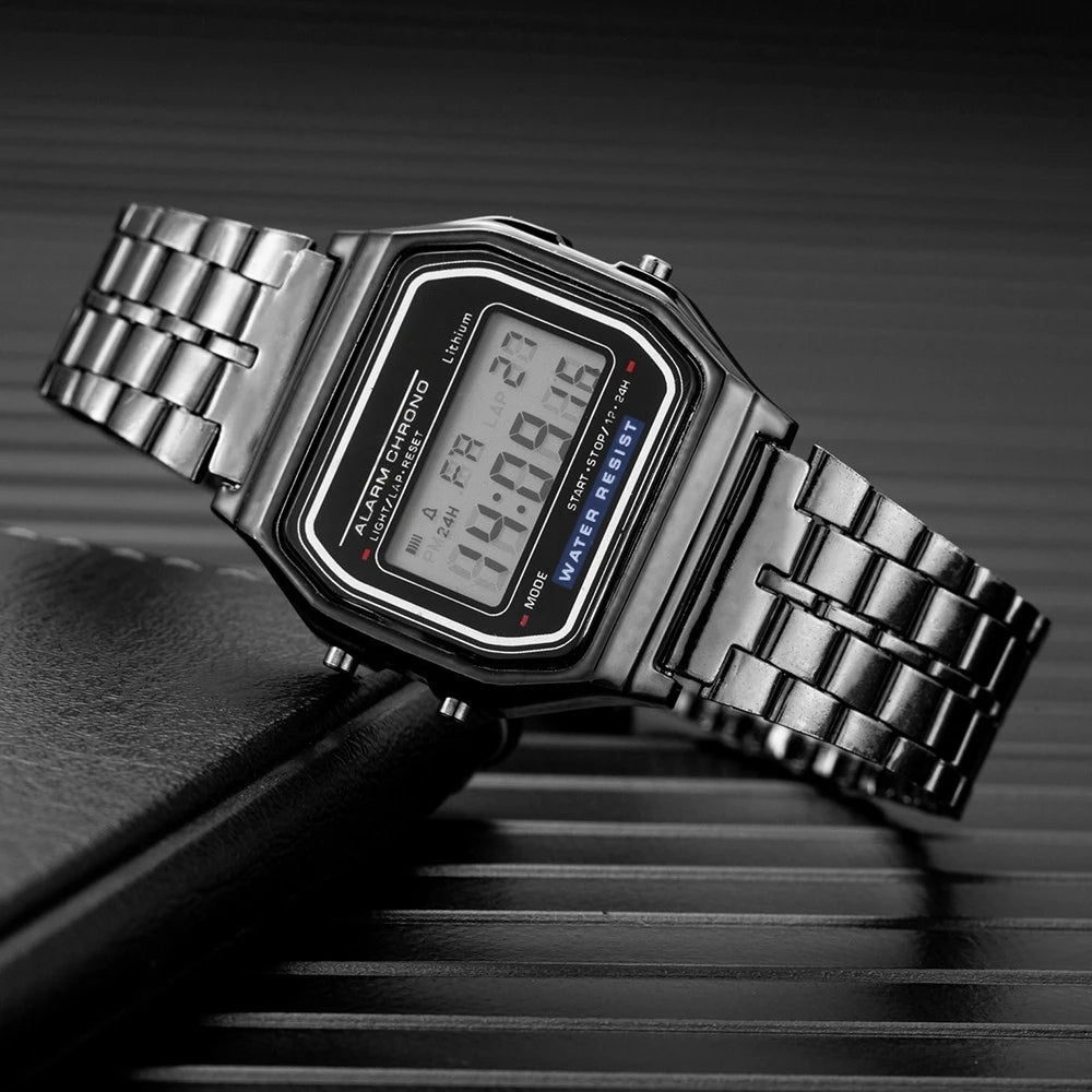 Elegant Digital Watch - Stylish Stainless Steel Timepiece