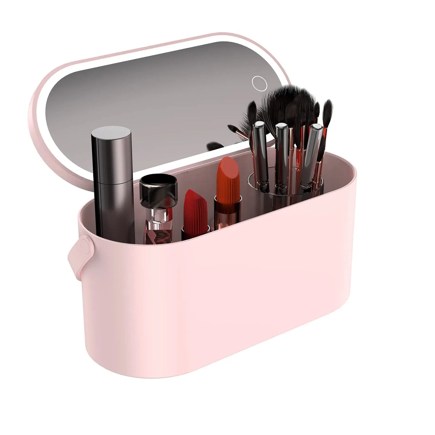 Caja organizadora de maquillaje con espejo LED