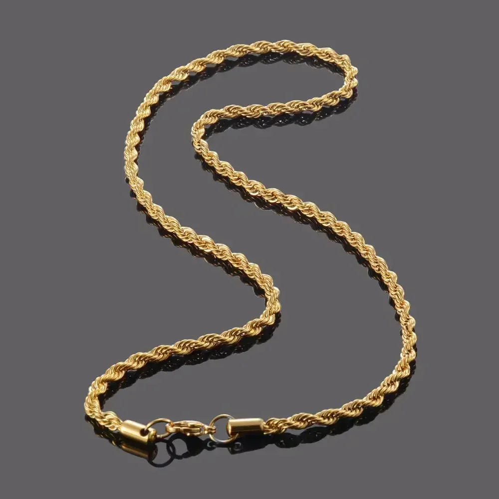 18k Gold Plated Stainless Steel Rope Necklace Durable and Stylish