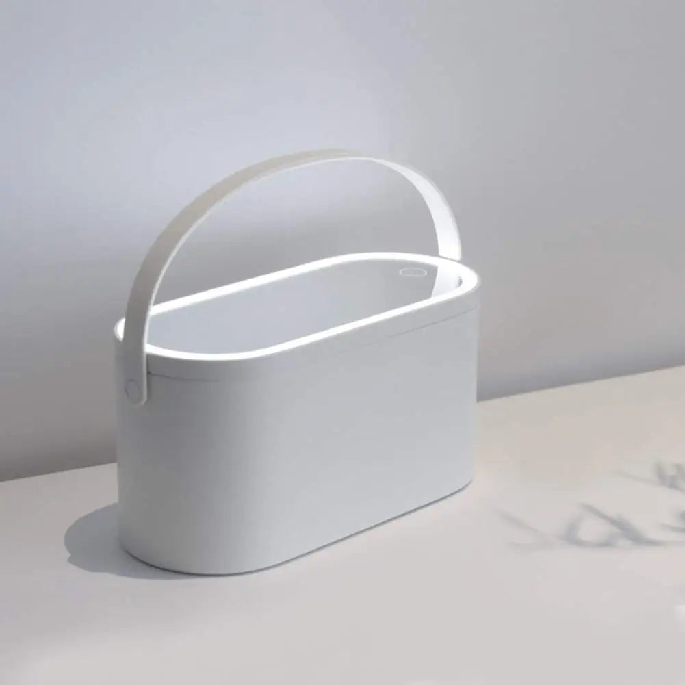 Caja organizadora de maquillaje con espejo LED