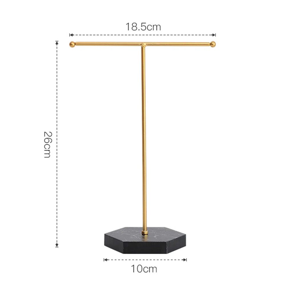 T-Shaped Jewelry Shelf with Marble Base – Elegant & Minimalist Jewelry Display