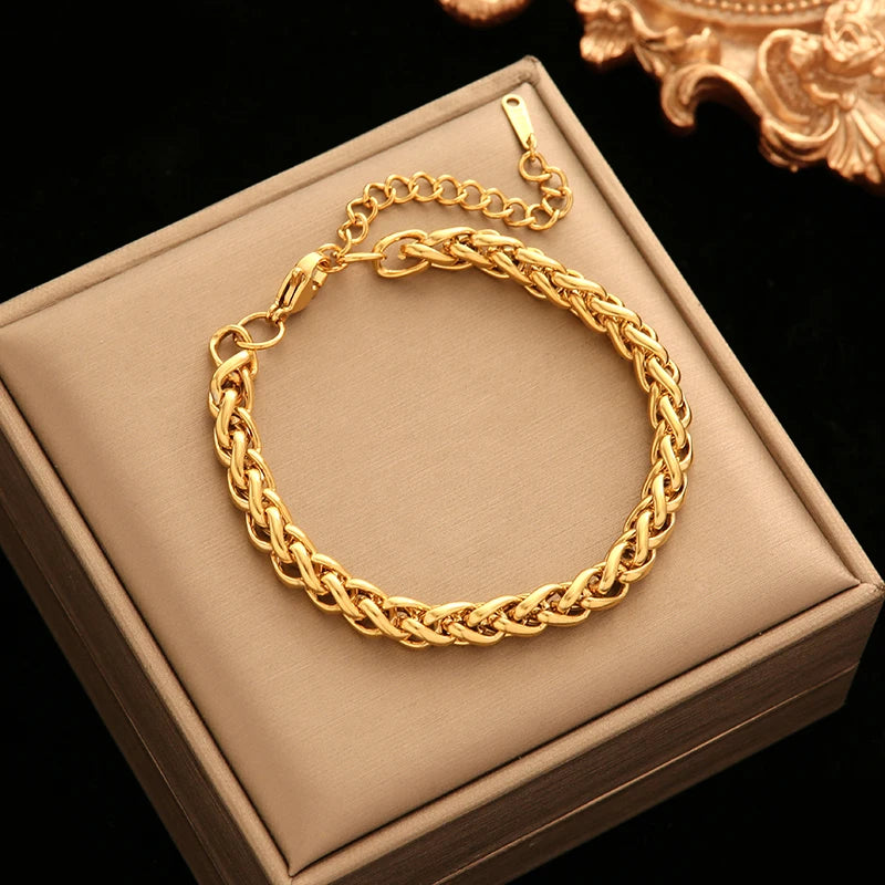 Stainless Steel Gold-Plated Bracelet Collection – Elegant & Trendy Designs