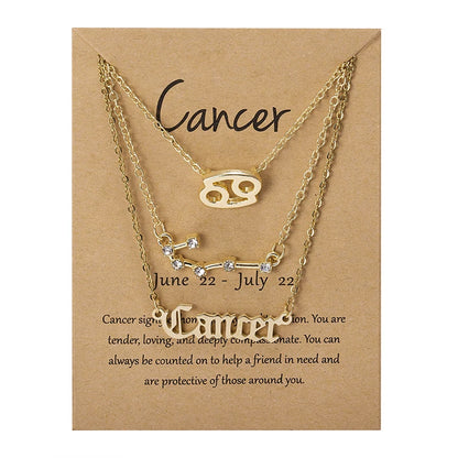 Conjunto de collar de 3 piezas con el signo del zodiaco: elegante y personalizado