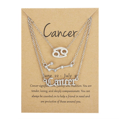 Conjunto de collar de 3 piezas con el signo del zodiaco: elegante y personalizado