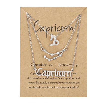 Conjunto de collar de 3 piezas con el signo del zodiaco: elegante y personalizado