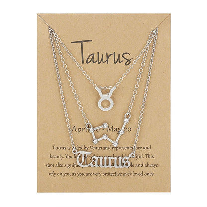 Conjunto de collar de 3 piezas con el signo del zodiaco: elegante y personalizado