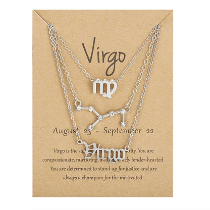 Conjunto de collar de 3 piezas con el signo del zodiaco: elegante y personalizado