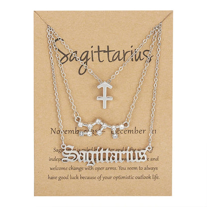 Conjunto de collar de 3 piezas con el signo del zodiaco: elegante y personalizado