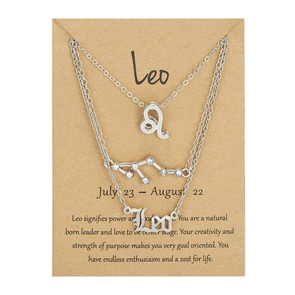 Conjunto de collar de 3 piezas con el signo del zodiaco: elegante y personalizado