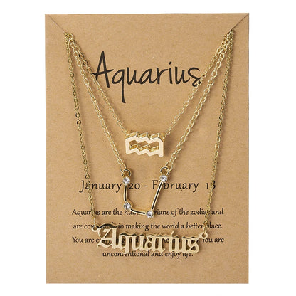 Conjunto de collar de 3 piezas con el signo del zodiaco: elegante y personalizado