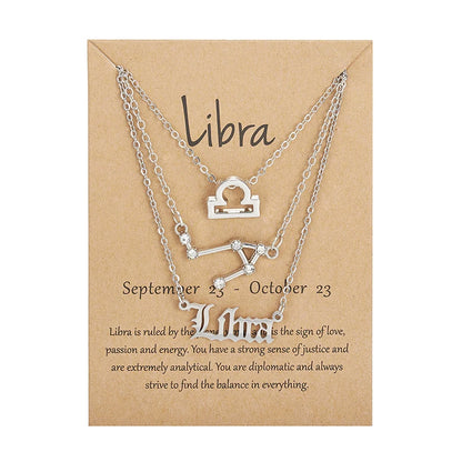 Conjunto de collar de 3 piezas con el signo del zodiaco: elegante y personalizado