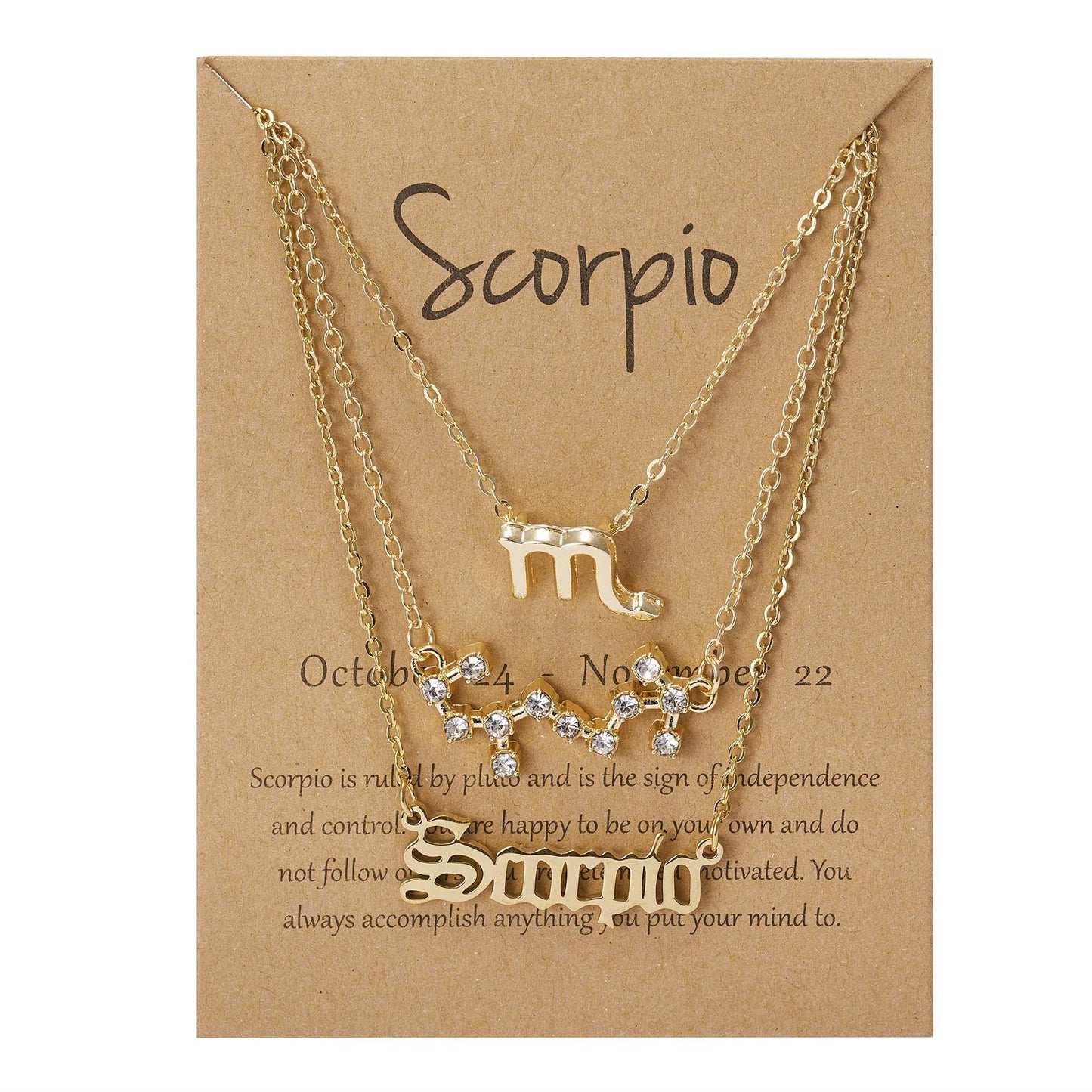 Conjunto de collar de 3 piezas con el signo del zodiaco: elegante y personalizado