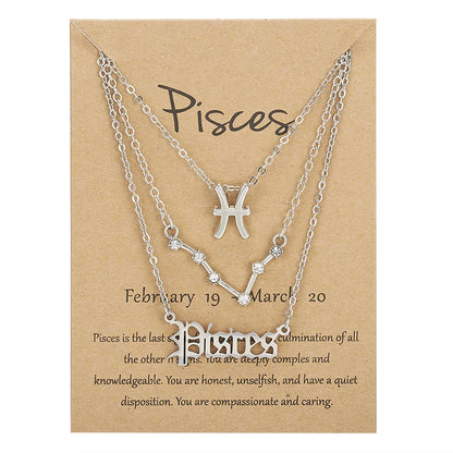 Conjunto de collar de 3 piezas con el signo del zodiaco: elegante y personalizado