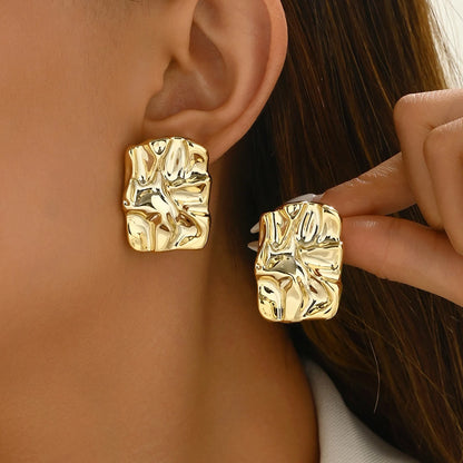 Geometric Irregular Metallic Earrings – Minimalist Style