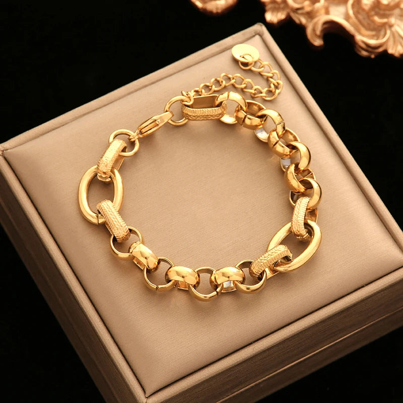 Stainless Steel Gold-Plated Bracelet Collection – Elegant & Trendy Designs