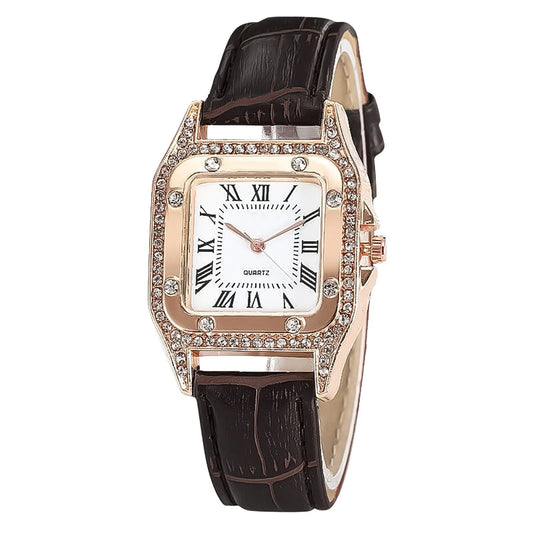 Elegant Women’s Leather Strap Quartz Watch