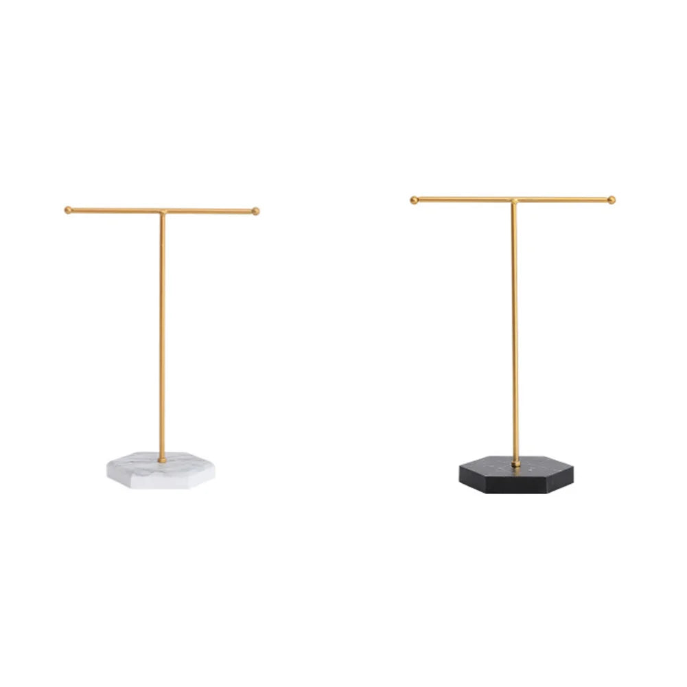T-Shaped Jewelry Shelf with Marble Base – Elegant & Minimalist Jewelry Display