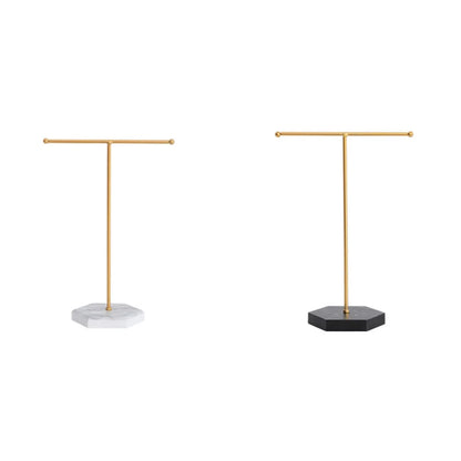 T-Shaped Jewelry Shelf with Marble Base – Elegant & Minimalist Jewelry Display