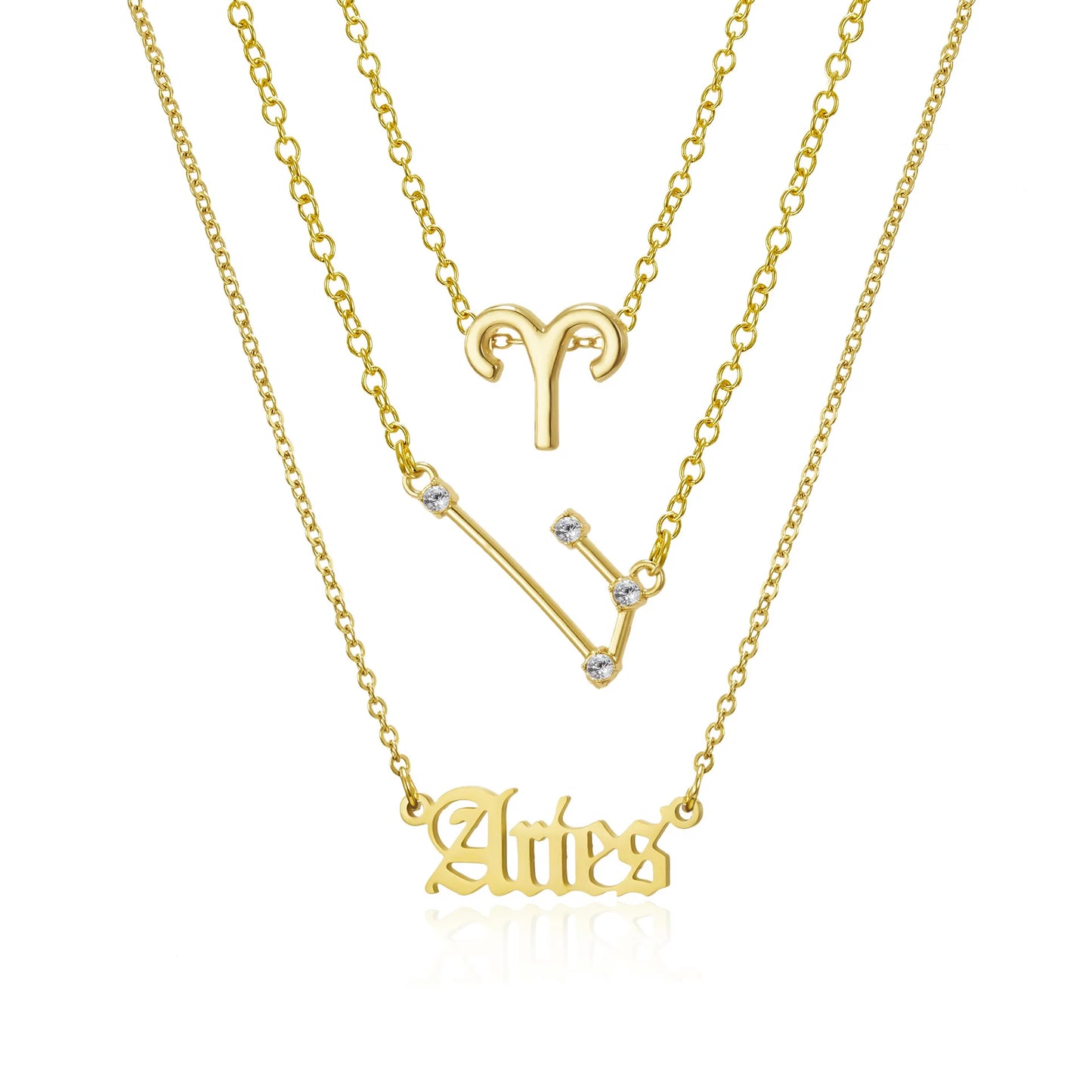 Conjunto de collar de 3 piezas con el signo del zodiaco: elegante y personalizado