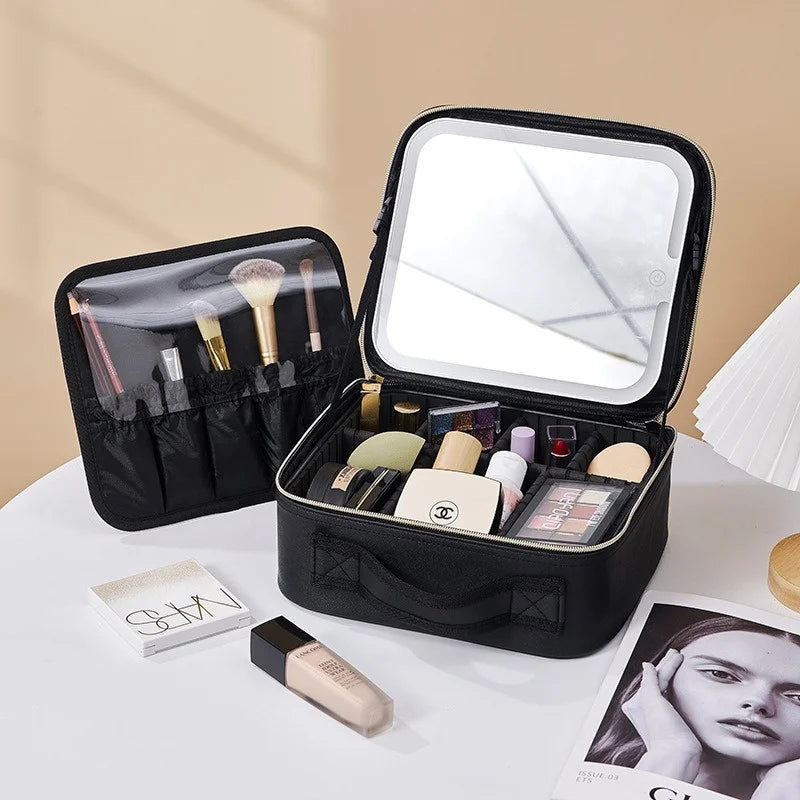 Estuche cosmético LED con espejo: el mejor compañero de belleza para viajes