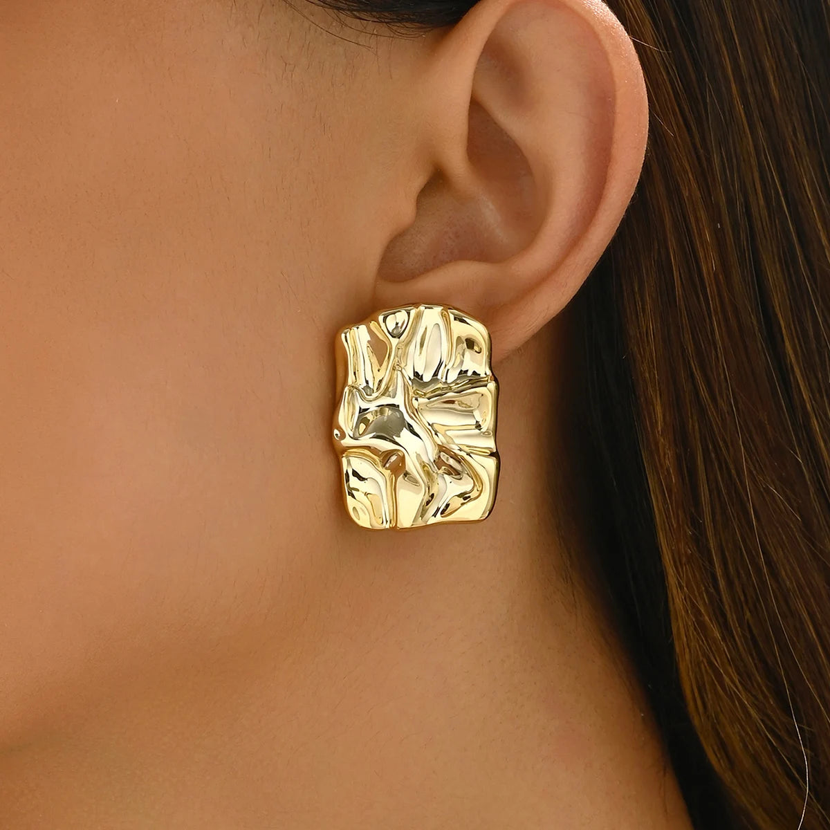 Geometric Irregular Metallic Earrings – Minimalist Style