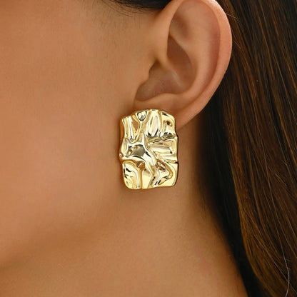 Geometric Irregular Metallic Earrings – Minimalist Style