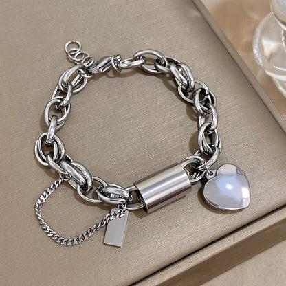 Heart Lock Charm Bracelet – Chunky & Elegant