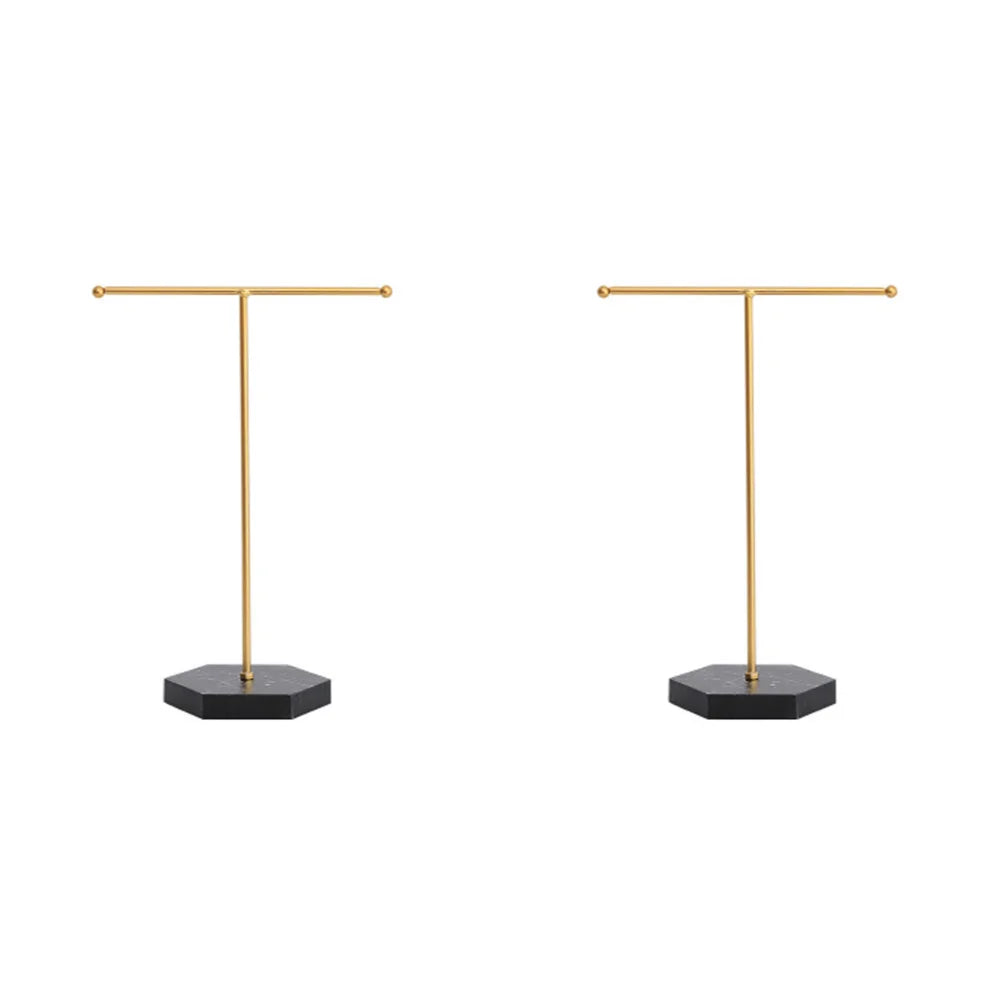 T-Shaped Jewelry Shelf with Marble Base – Elegant & Minimalist Jewelry Display