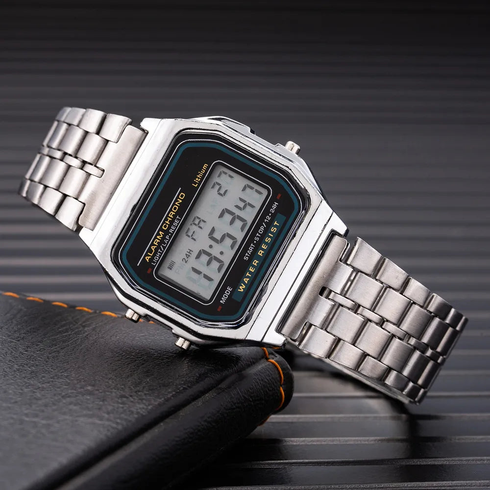Elegant Digital Watch - Stylish Stainless Steel Timepiece