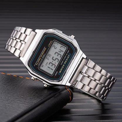 Elegant Digital Watch - Stylish Stainless Steel Timepiece