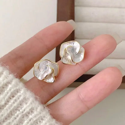 Elegant Camellia Flower Stud Earrings – Unique & Stylish