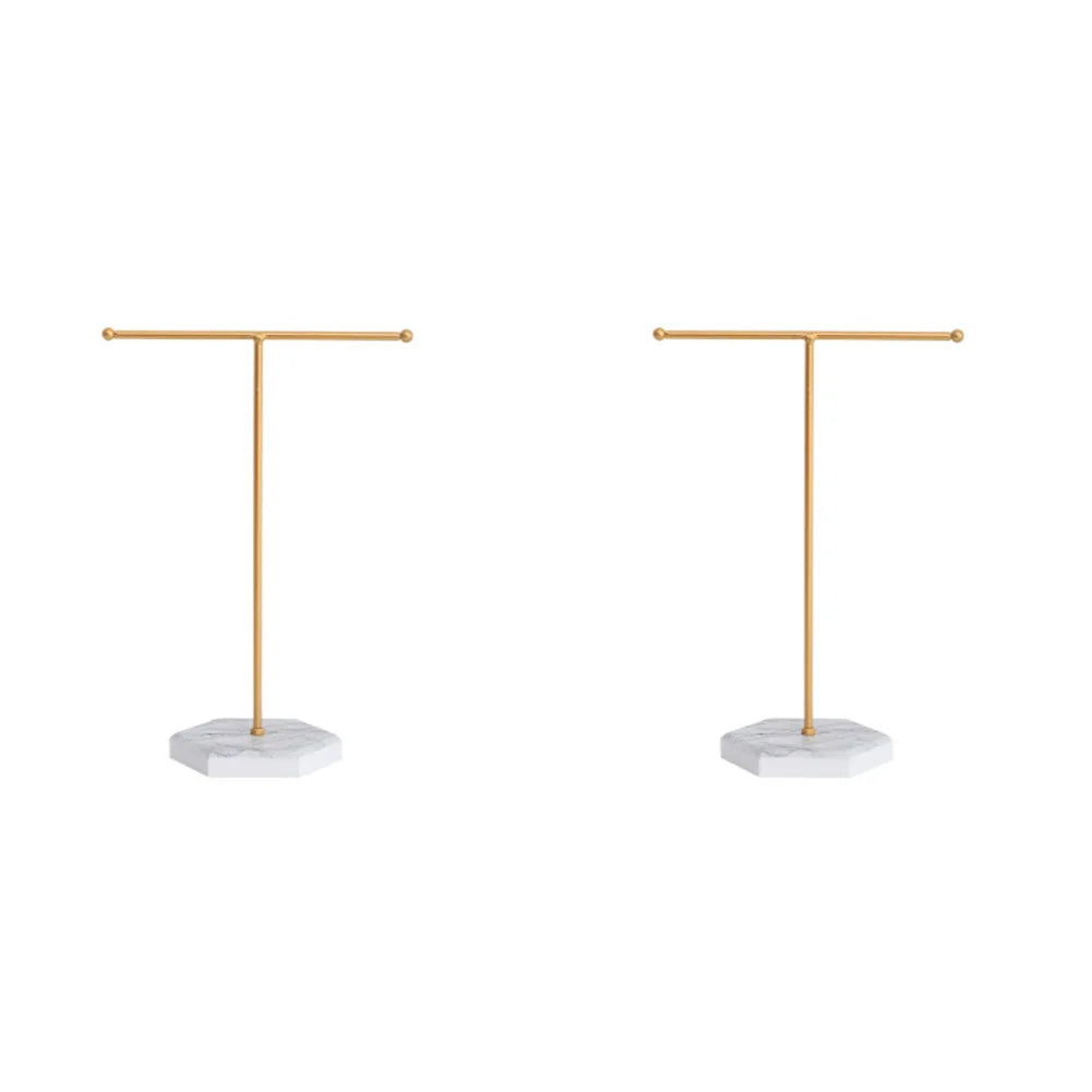 T-Shaped Jewelry Shelf with Marble Base – Elegant & Minimalist Jewelry Display