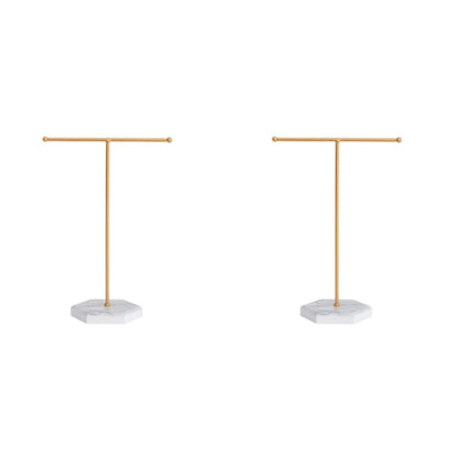 T-Shaped Jewelry Shelf with Marble Base – Elegant & Minimalist Jewelry Display