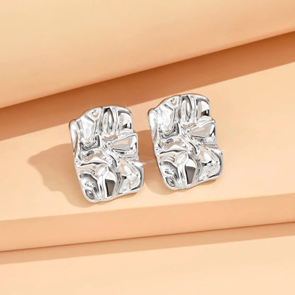 Geometric Irregular Metallic Earrings – Minimalist Style