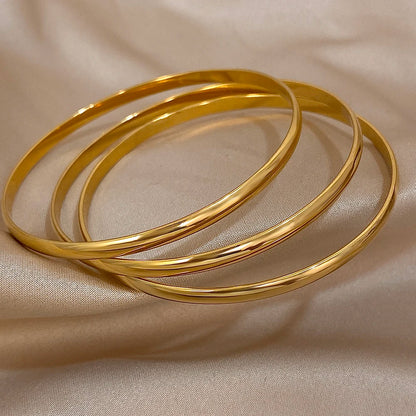Pulsera de acero inoxidable chapada en oro brillante de 18 quilates (3 unidades) - Diseño minimalista