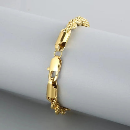 Preciosa pulsera de cadena de 4 mm de plata de ley 925 bañada en oro de 18 quilates