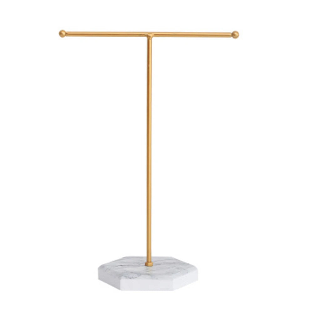 T-Shaped Jewelry Shelf with Marble Base – Elegant & Minimalist Jewelry Display