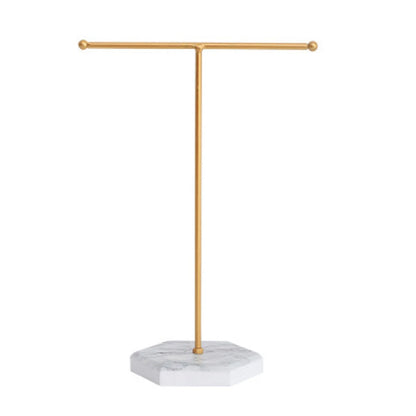 T-Shaped Jewelry Shelf with Marble Base – Elegant & Minimalist Jewelry Display