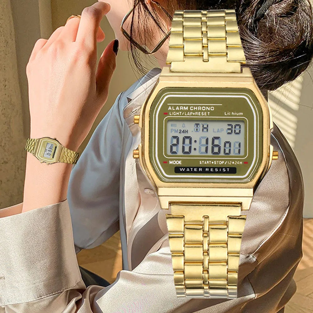 Elegant Digital Watch - Stylish Stainless Steel Timepiece