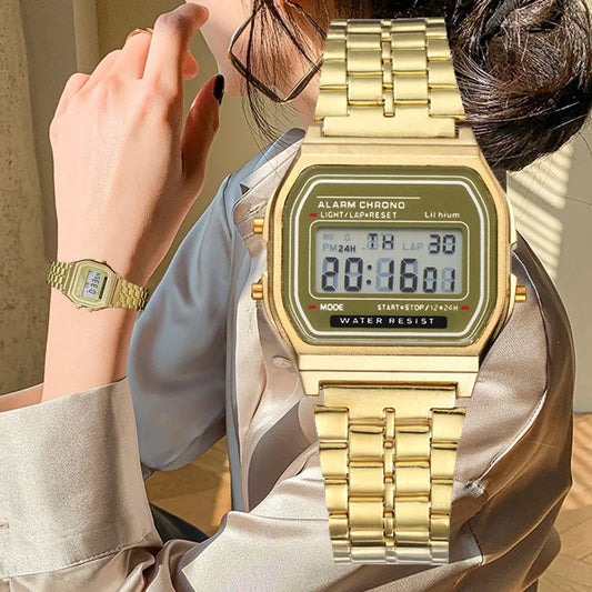 Elegant Digital Watch - Stylish Stainless Steel Timepiece