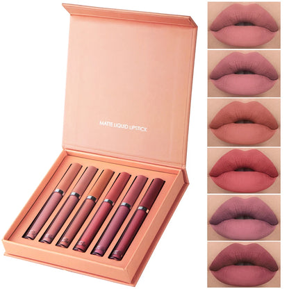 Matte Lip Gloss Set – 6 Long Lasting Colors