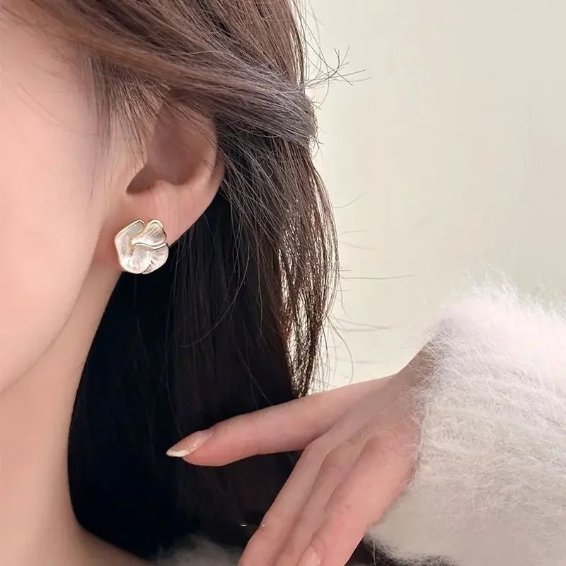 Elegant Camellia Flower Stud Earrings – Unique & Stylish