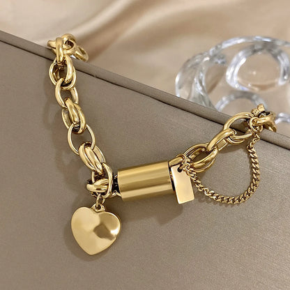 Heart Lock Charm Bracelet – Chunky & Elegant