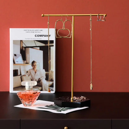 T-Shaped Jewelry Shelf with Marble Base – Elegant & Minimalist Jewelry Display