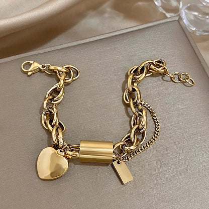 Heart Lock Charm Bracelet – Chunky & Elegant