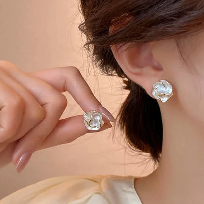 Elegant Camellia Flower Stud Earrings – Unique & Stylish