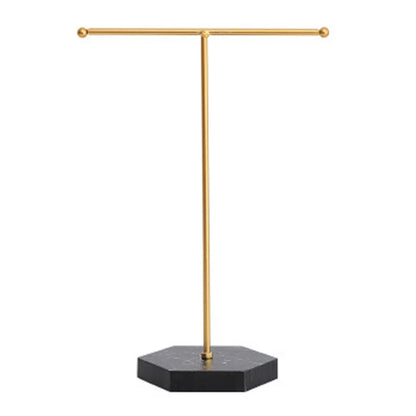 T-Shaped Jewelry Shelf with Marble Base – Elegant & Minimalist Jewelry Display